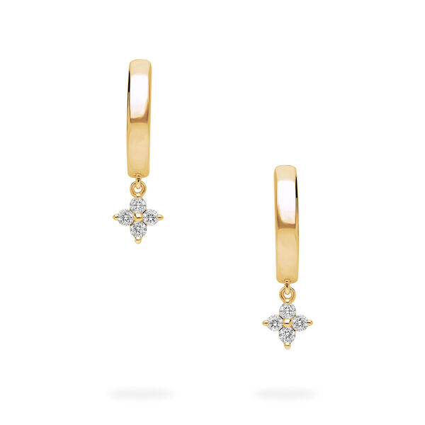 Yellow Gold Diamond Huggie Earrings For Kids